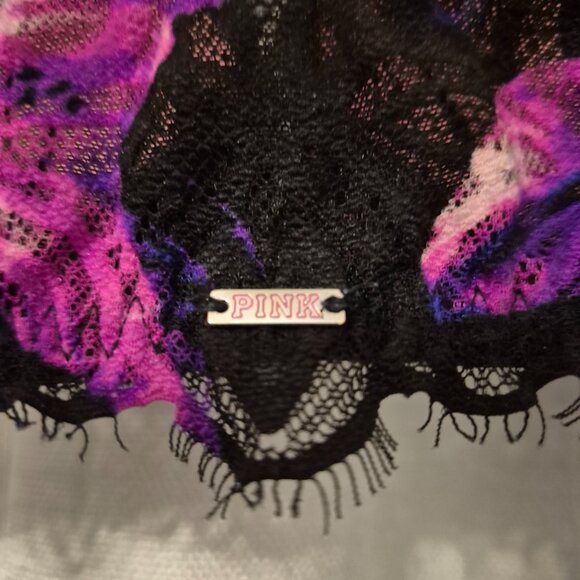 PINK Victoria's Secret 34DD Black Pink Floral Racerback Front Close Bra - Picture 3 of 5